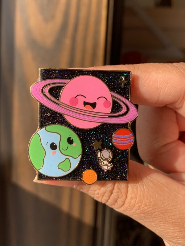 "A Space Love Story" Glitter Enamel Pin