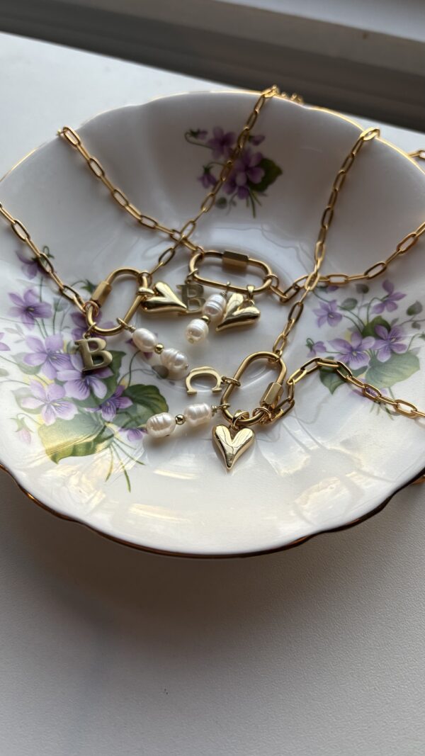 Keepsake Necklace: custom initial, pearls, & heart - Image 4