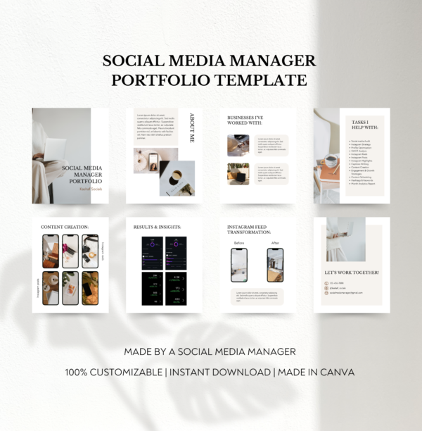 Social Media Manager Portfolio Template | Marketing Portfolio Template | Editable Canva Templates