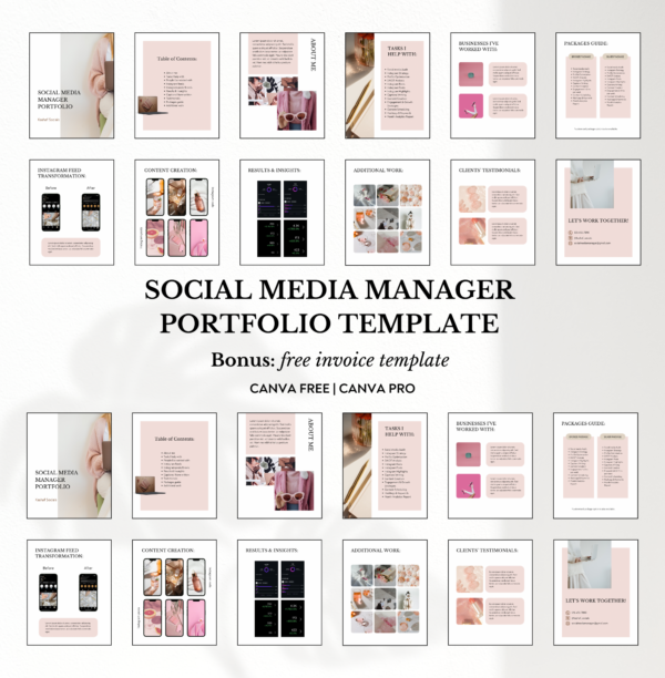 Social Media Manager Portfolio Template | Marketing Portfolio Template | Editable Canva Templates