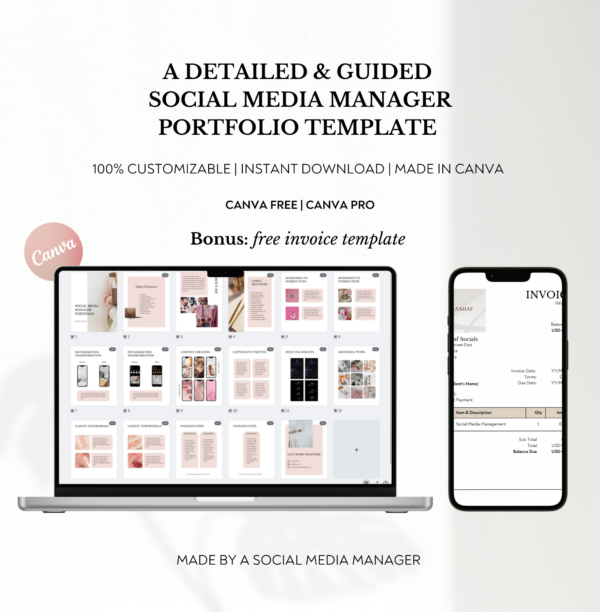 Social Media Manager Portfolio Template | Marketing Portfolio Template | Editable Canva Templates - Image 2