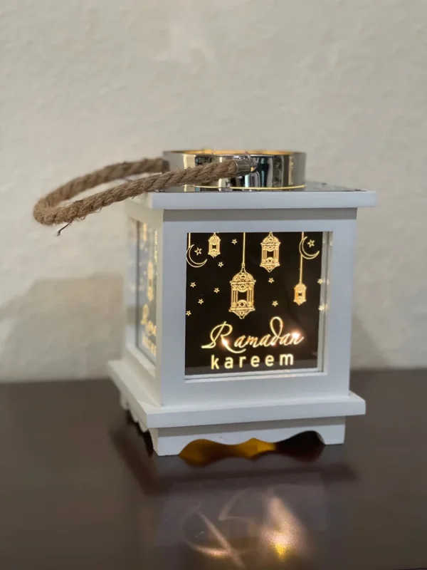 Ramadan Kareem (English) wooden mirrored lantern