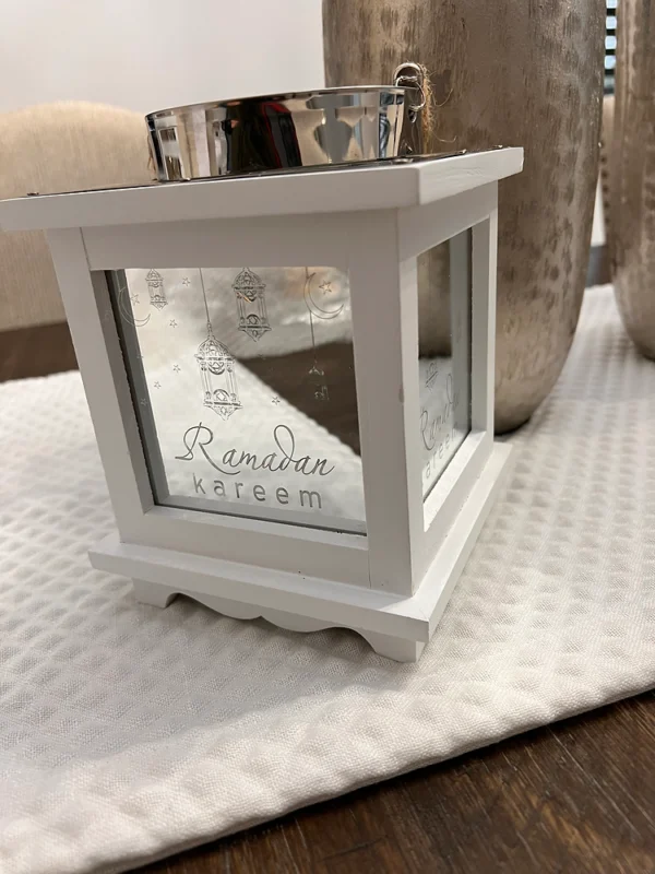 Ramadan Kareem (English) wooden mirrored lantern - Image 4