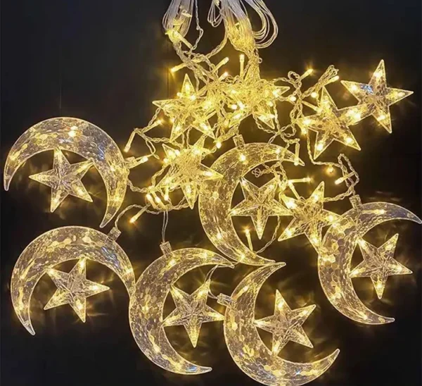 Crescent moon and star curtain lights - Image 3