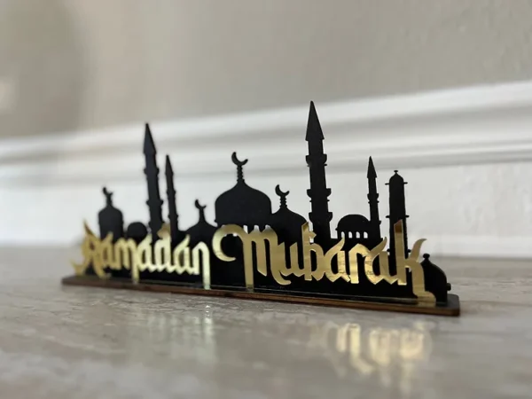Ramadan Mubarak Masjid wood and Acrylic stand - Image 2