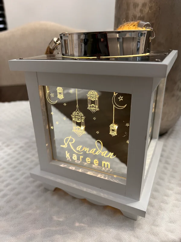 Ramadan Kareem (English) wooden mirrored lantern - Image 3