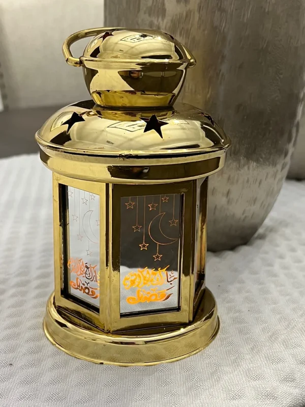 Gold Ramadan mirrored lantern - Image 2