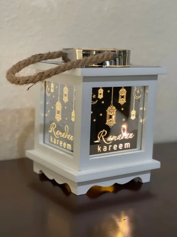 Ramadan Kareem (English) wooden mirrored lantern - Image 5