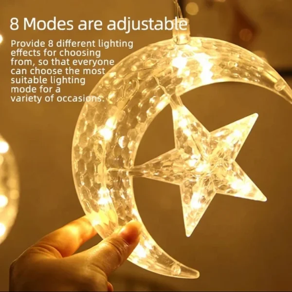 Crescent moon and star curtain lights - Image 5