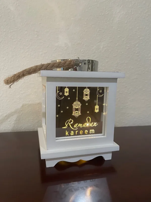 Ramadan Kareem (English) wooden mirrored lantern - Image 7