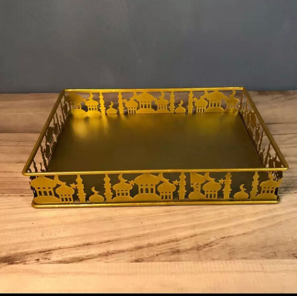 Ramadan/Eid White or Gold metal serving tray - Image 4