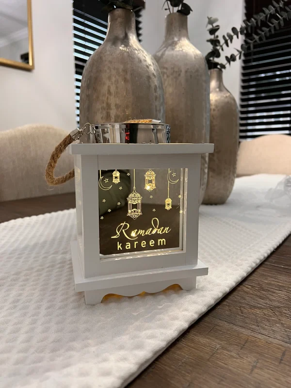 Ramadan Kareem (English) wooden mirrored lantern - Image 2