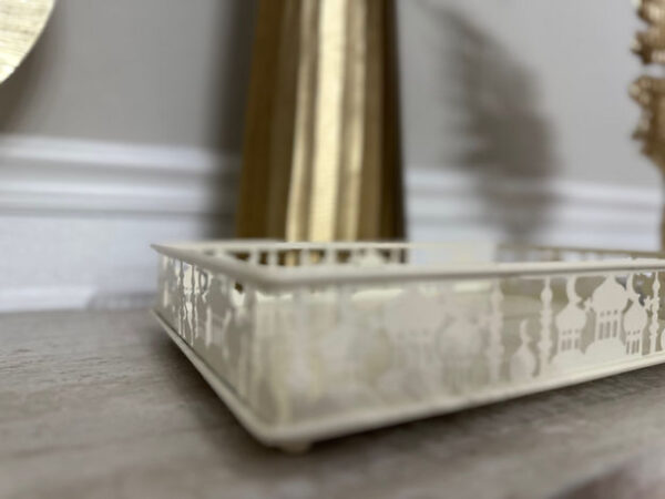 Ramadan/Eid White or Gold metal serving tray - Image 6