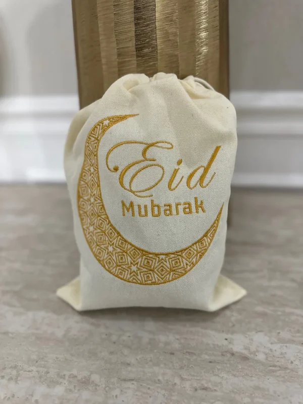 Eid Mubarak Embroided drawstring favor bags 5ct