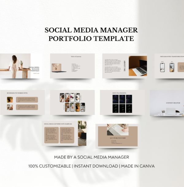 Social Media Manager Portfolio Template | Marketing Portfolio Template | Editable Canva Templates