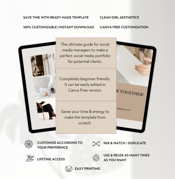Social Media Manager Portfolio Template | Marketing Portfolio Template | Editable Canva Templates - Image 3