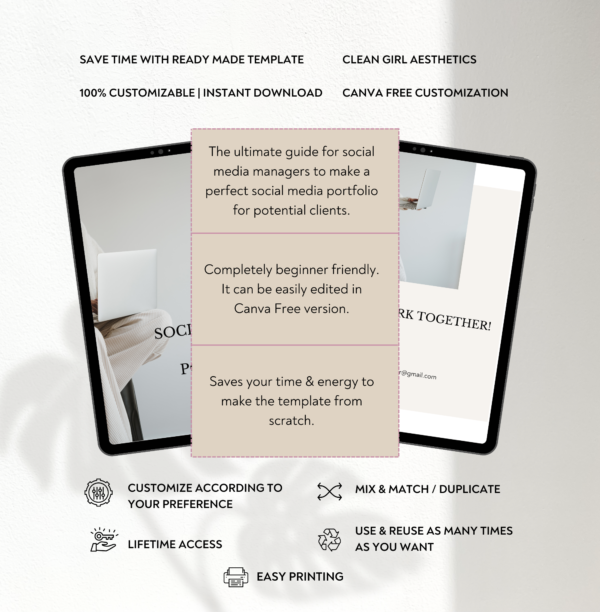 Social Media Manager Portfolio Template | Marketing Portfolio Template | Editable Canva Templates - Image 3