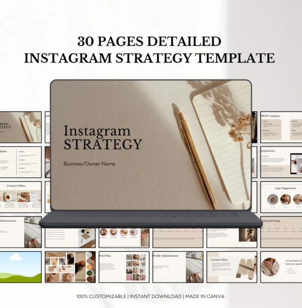 Instagram Strategy Template | Client Strategy For Social Media | Marketing Proposal | Social Media Manager Canva Templates