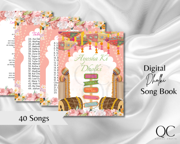 DIGITAL DOWNLOAD Modern Dholki Book, Mayoun Mehndi Song Book Desi Song Book, Dholki Songs Lyrics Book, Colorful Muslim Desi Template Dholak