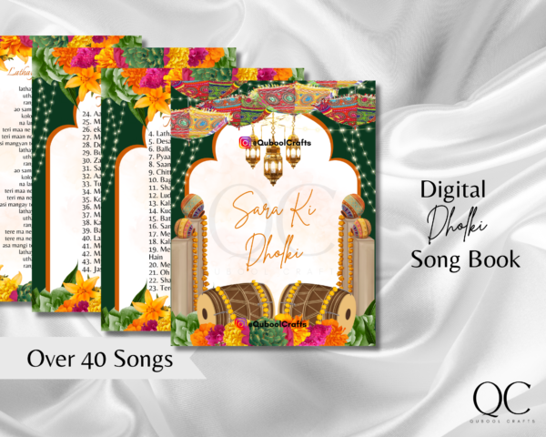 DIGITAL DOWNLOAD Modern Dholki Book, Mayoun Mehndi Song Book Desi Song Book, Dholki Songs Lyrics Book, Colorful Muslim Desi Template Dholak