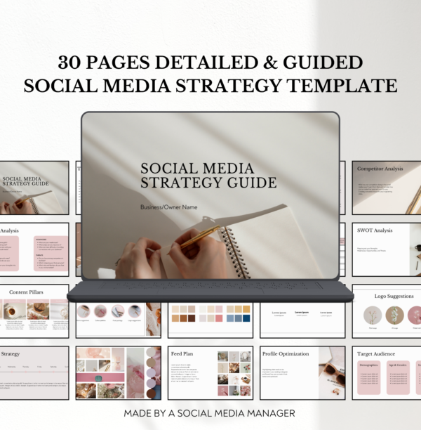 Social Media Strategy Template | Client Strategy For Social Media | Marketing Proposal | Social Media Manager Canva Templates