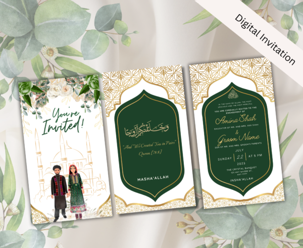 Animated Afghan Arab Moroccan Nikkah Engagement Wedding Invitation Card Digital Desi Muslim Invite Templates - Image 2