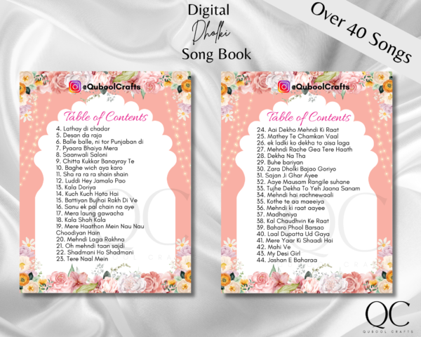 DIGITAL DOWNLOAD Modern Dholki Book, Mayoun Mehndi Song Book Desi Song Book, Dholki Songs Lyrics Book, Colorful Muslim Desi Template Dholak - Image 2