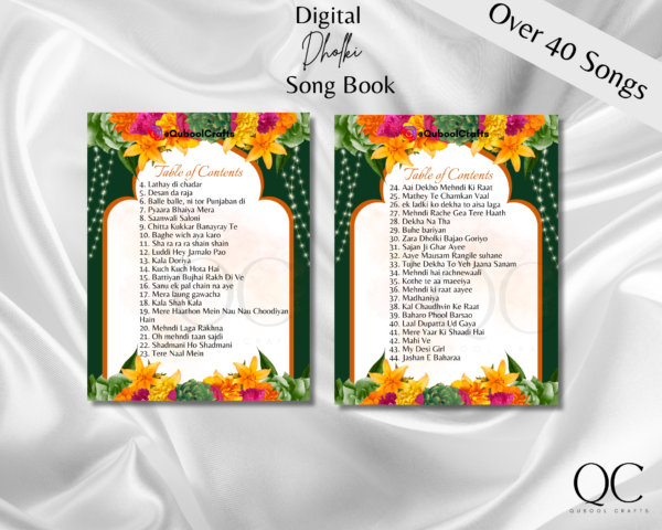 DIGITAL DOWNLOAD Modern Dholki Book, Mayoun Mehndi Song Book Desi Song Book, Dholki Songs Lyrics Book, Colorful Muslim Desi Template Dholak - Image 2