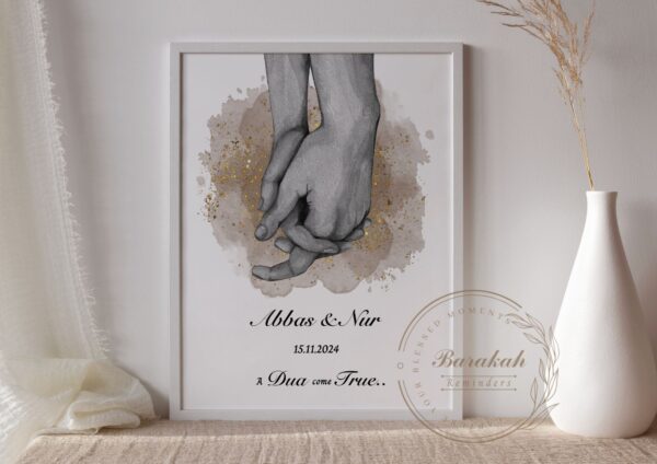 Muslim Couple Gift, Faceless Portrait, Hand Drawing Print, Couple Illustration, Nikkah Gift, Muslim Wedding, Anniversary Gift, Eid Gift - Image 8