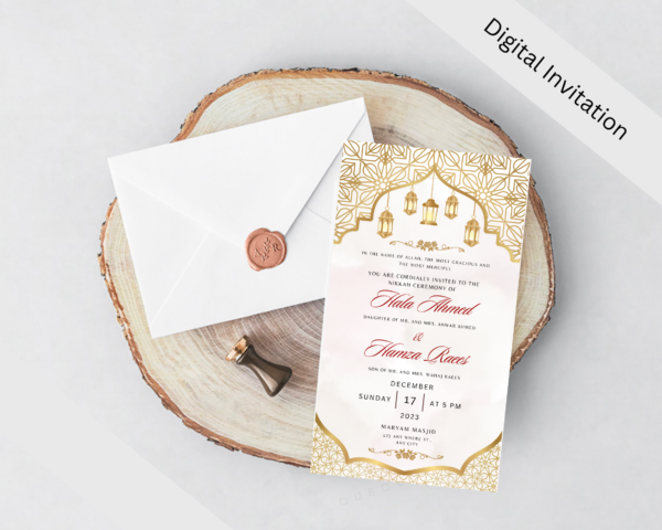 Animated Beige Digital Shaadi Nikkah Ceremony Wedding Engagement Muslim Invitation Template - Image 2