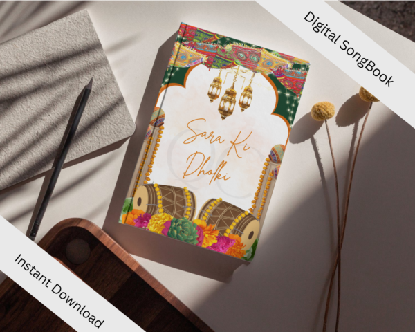 DIGITAL DOWNLOAD Modern Dholki Book, Mayoun Mehndi Song Book Desi Song Book, Dholki Songs Lyrics Book, Colorful Muslim Desi Template Dholak - Image 3