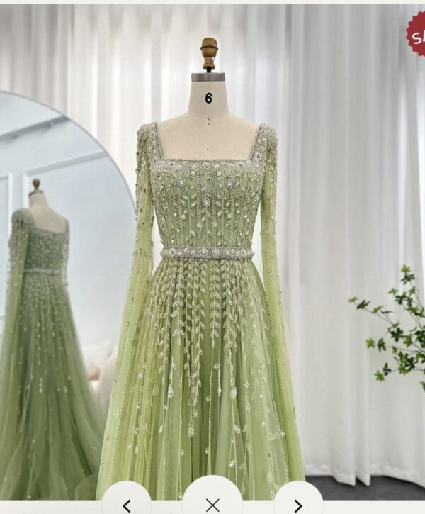 Green Beaded Gown (Size 18)