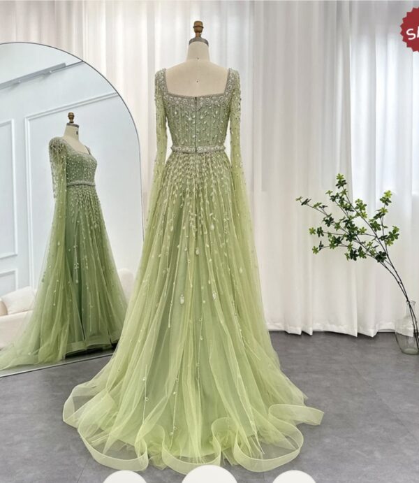 Green Beaded Gown (Size 18) - Image 2