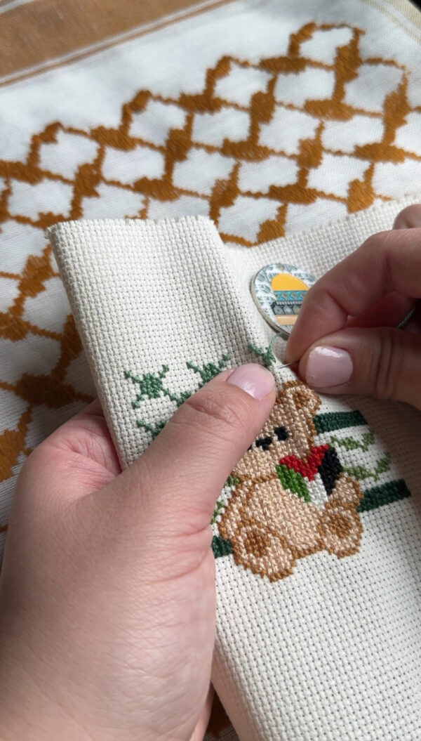 Cross-Stitch Pattern: Baby Palestine Keffiyeh Bear | Tatreez Pattern PDF & Instructions