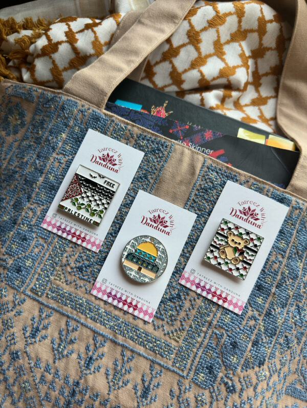 Cross-Stitch Needle Minder | Enamel Magnetic Pin - Free Palestine Design - Image 3