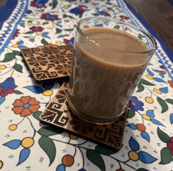 Double-Sided Walnut Wood Tatreez Coasters