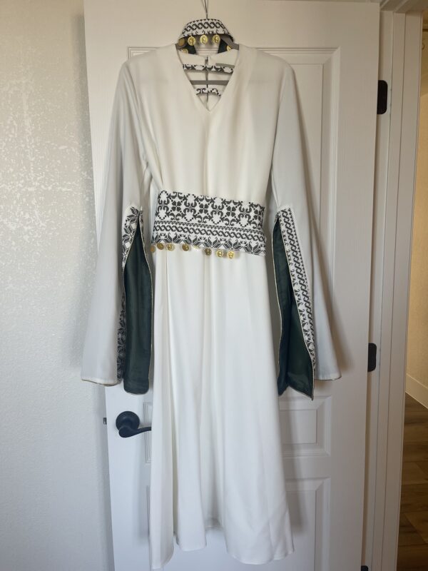 Modern bridal tatreez dress w/belt & Headband