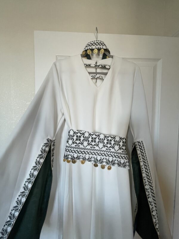 Modern bridal tatreez dress w/belt & Headband - Image 2