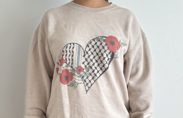 Palestine sweatshirt (Keffiyeh, Poppy, and Heart) - Image 2