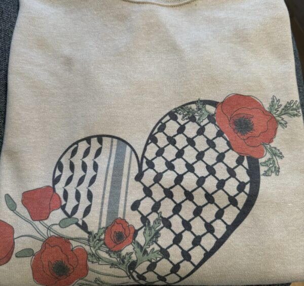 Palestine sweatshirt (Keffiyeh, Poppy, and Heart) - Image 3