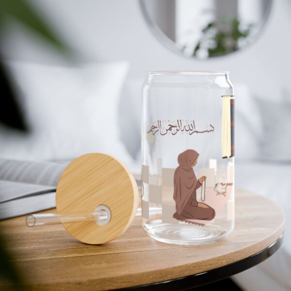 Ramadan Nights Glass cup w/ lid & straw