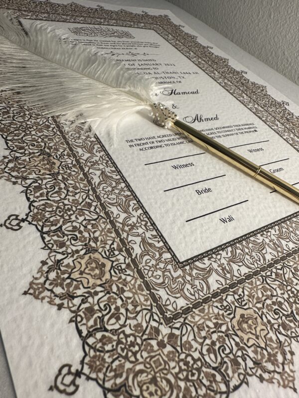 RANA A3 Luxury Nikkah Contract Nikkanama Gold Nikkah Pen With Frame KatbKitab Katb - Image 2