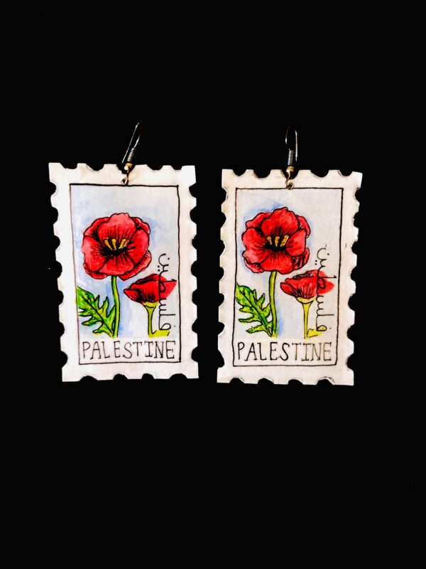 Palestine Poppy Stamp Earrings