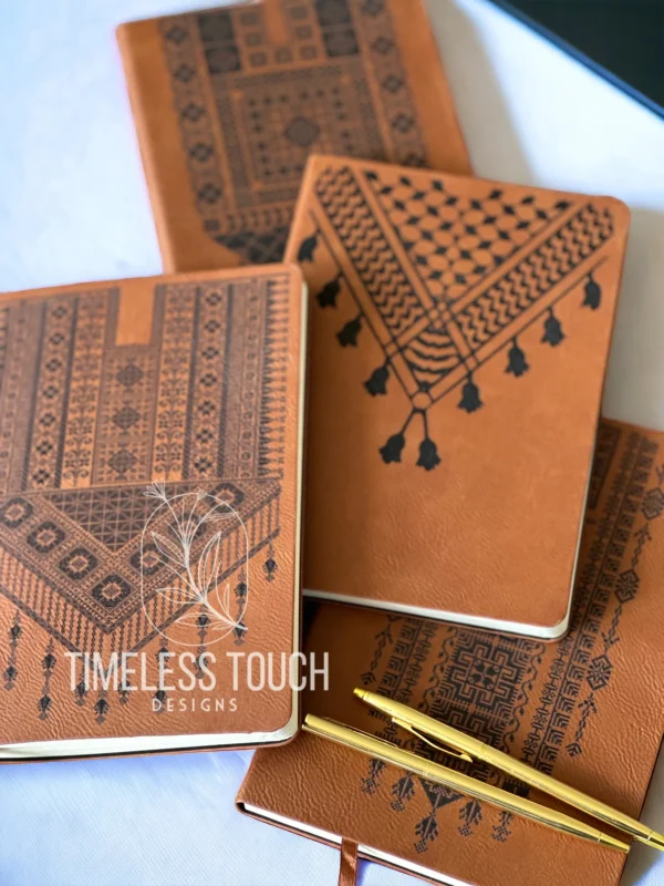 Engraved Tatreez and Keffiyeh Leather Journals