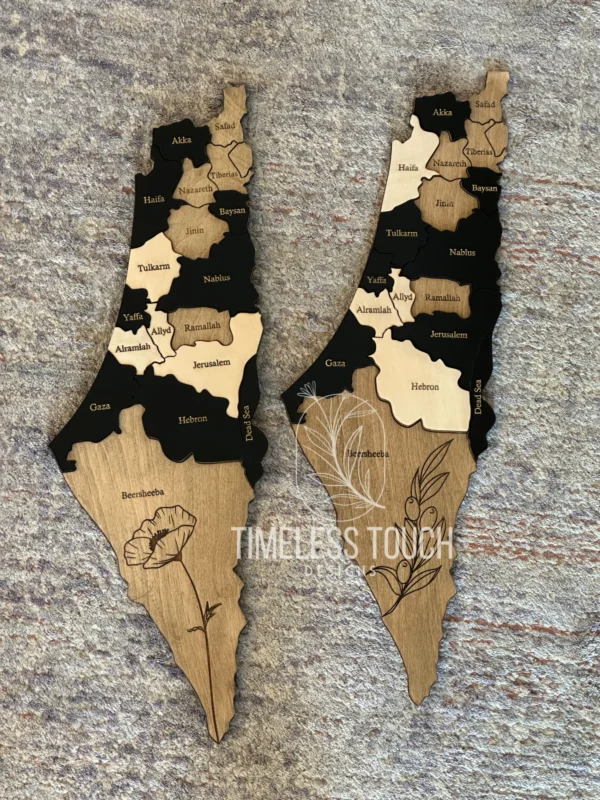 Wood and Acrylic Palestine map | Palestine wall map | Palestine gift | Palestine map 1947 - Image 2