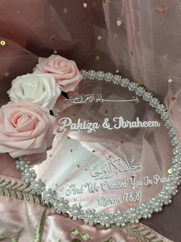 Pink Mirror Engagement Nikkah Ring Plate Tray