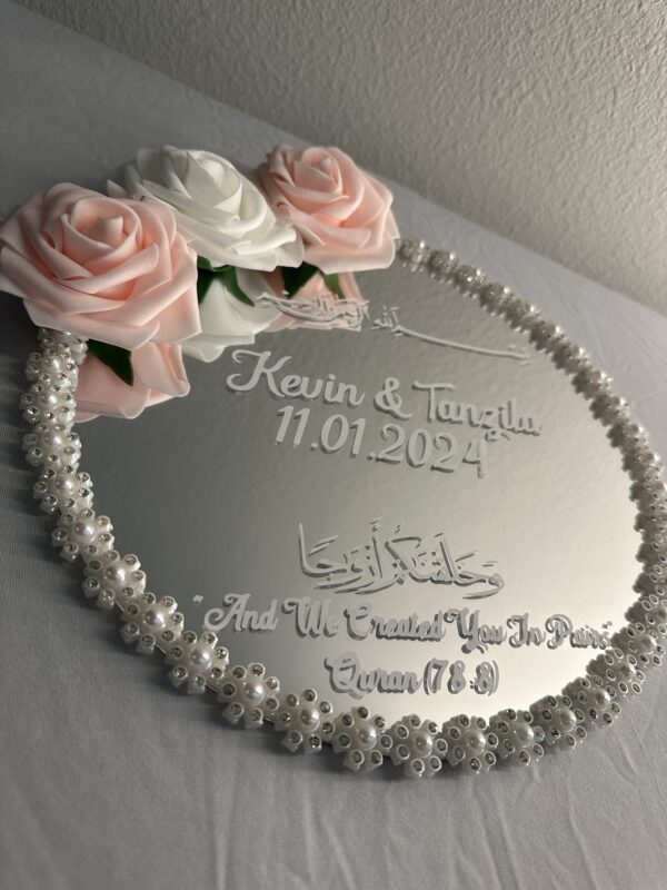 Pink Mirror Engagement Nikkah Ring Plate Tray - Image 3