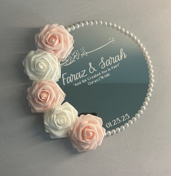 Pink Mirror Engagement Nikkah Ring Plate Tray