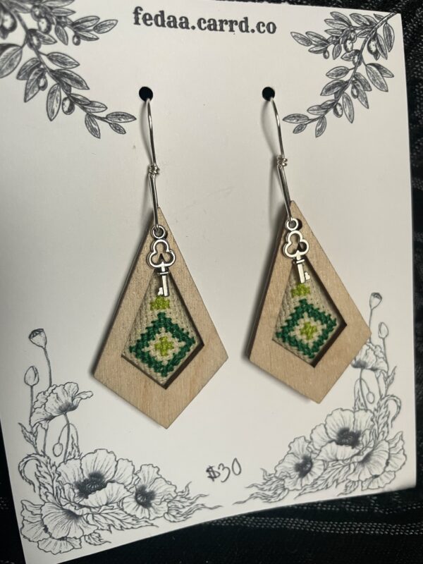Green Tatreez Earrings