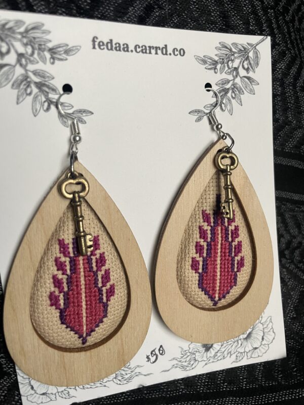Pink Cypress Tatreez Earrings